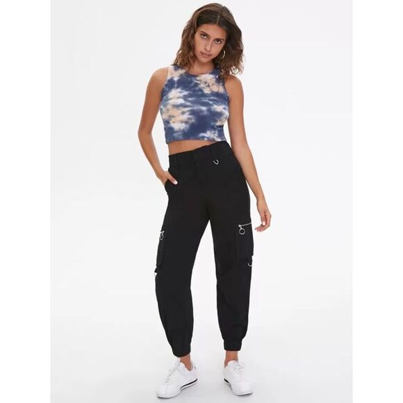 ✨FOREVER 21 Black Regular Fit Solid Sz Large Joggers✨ - Picture 1 of 8